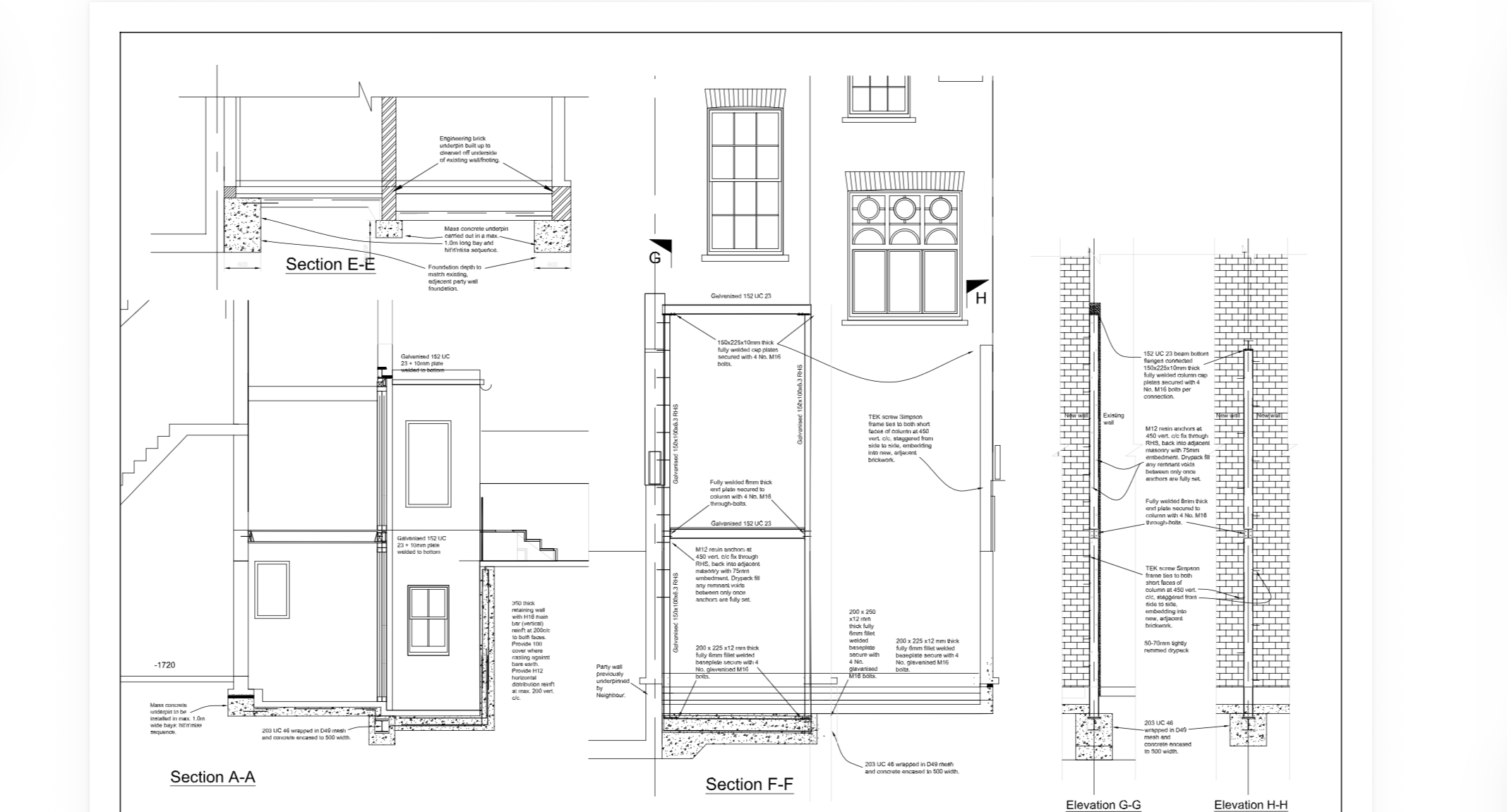 Old Brompton Road technical drawings and structural details