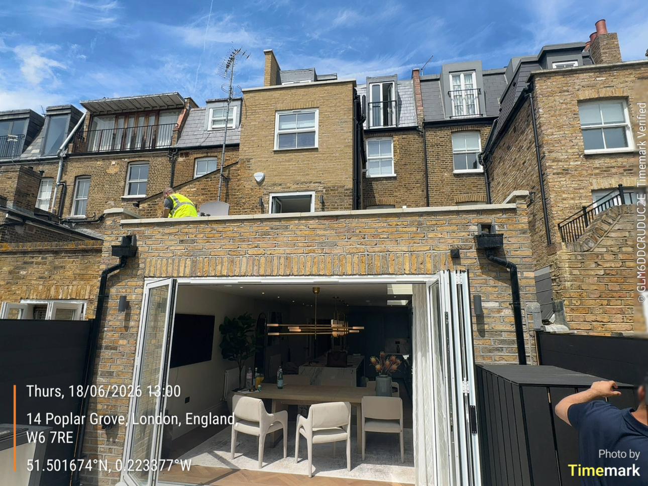 Sulgrave Road rear extension with open bi-fold doors and finished interior